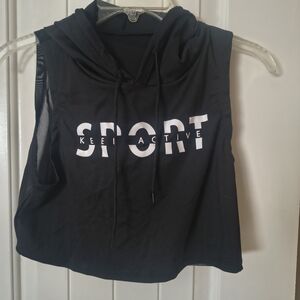 SHEIN Black Sleeveless Hoodie